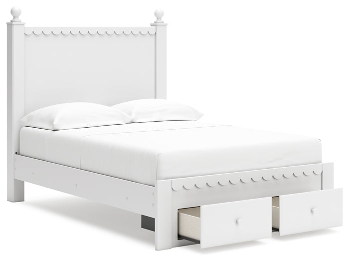 Mollviney Full Panel Storage Bed with Mirrored Dresser