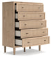 Cielden Full Upholstered Panel Bed with Mirrored Dresser and Chest