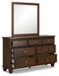 Danabrin Full Panel Bed with Mirrored Dresser